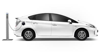 Toyota Prius Plug-In hybrid med laddstolpe